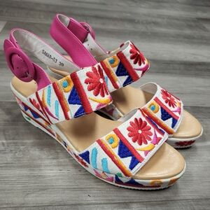 Pink Patterned Embroidered Sandals Django And Juliette